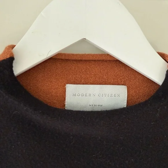 Modern Citizen Calico Color Block Sweater - Black, White, and Burnt Orange - Picture 3 of 6